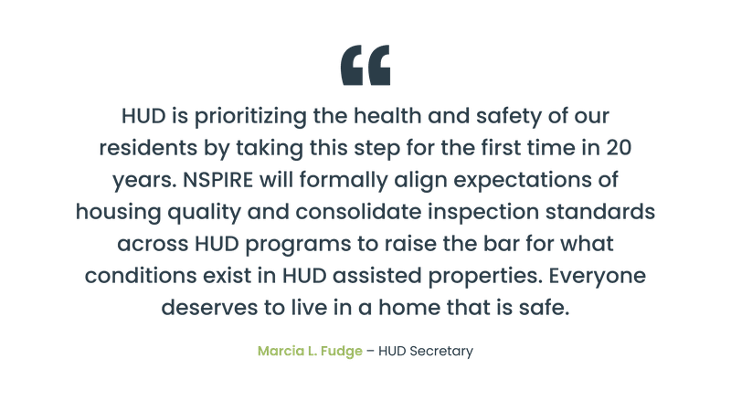 Affordable Housing quote - HUD Secretary Marcia Fudge - NSPIRE inspections